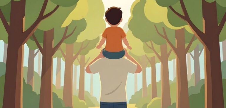 man, child, boy, father, son, family, love, nature, walk, park, trail, tree, playground, together, happy, relationship, supportive, carefree, outdoor, exploration